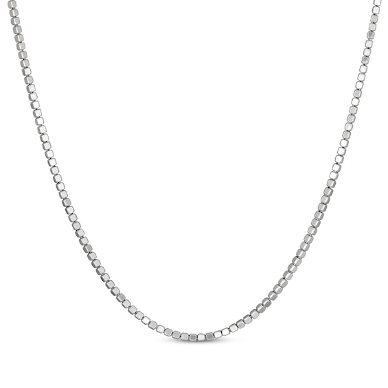 Diamond-Cut Cube Bead Chain Necklace 2.1mm Solid Sterling Silver 18"