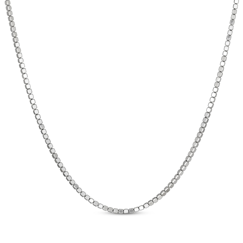 Main Image 1 of Diamond-Cut Cube Bead Chain Necklace 2.1mm Solid Sterling Silver 18"