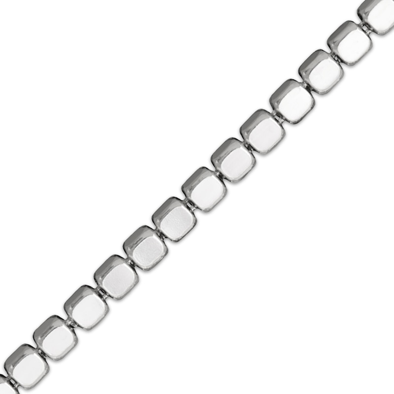 Main Image 3 of Diamond-Cut Cube Bead Chain Necklace 2.1mm Solid Sterling Silver 18"