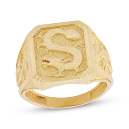 Men's Dragon Signet Ring 10K Yellow Gold