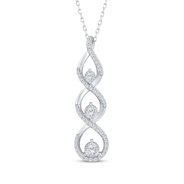 Memories, Moments, Magic Diamond Three-Stone Twist Drop Necklace 1/2 ct tw 10K White Gold 18"