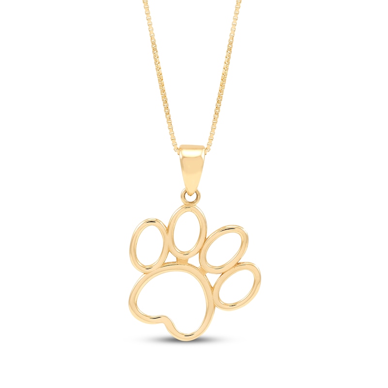 Main Image 1 of Paw Print Pendant Necklace 14K Yellow Gold 18"