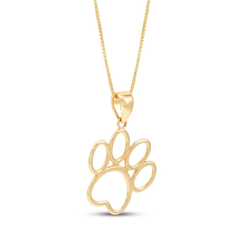 Main Image 2 of Paw Print Pendant Necklace 14K Yellow Gold 18"