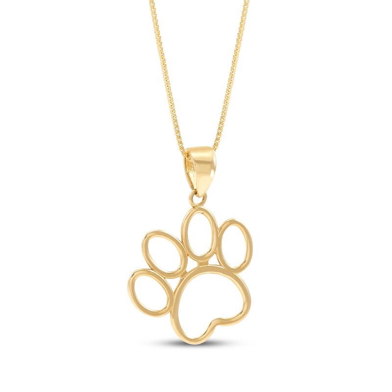 Main Image 3 of Paw Print Pendant Necklace 14K Yellow Gold 18"
