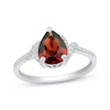 Thumbnail Image 1 of Pear-Shaped Garnet & White Lab-Created Sapphire Ring Sterling Silver