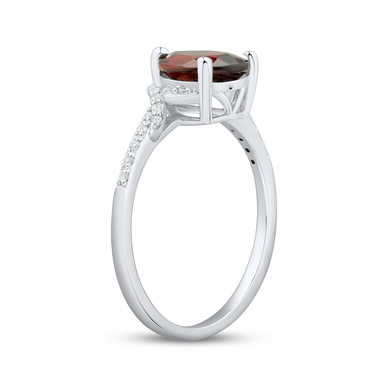 Main Image 2 of Pear-Shaped Garnet & White Lab-Created Sapphire Ring Sterling Silver