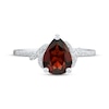 Thumbnail Image 3 of Pear-Shaped Garnet & White Lab-Created Sapphire Ring Sterling Silver