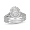 Thumbnail Image 1 of Neil Lane Oval-Cut Diamond Double Halo Bridal Set 1-1/2 ct tw 14K White Gold