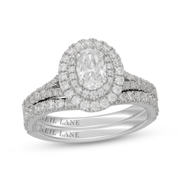 Neil Lane Oval-Cut Diamond Double Halo Bridal Set 1-1/2 ct tw 14K White Gold