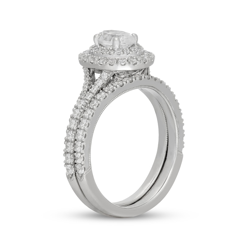 Main Image 2 of Neil Lane Oval-Cut Diamond Double Halo Bridal Set 1-1/2 ct tw 14K White Gold