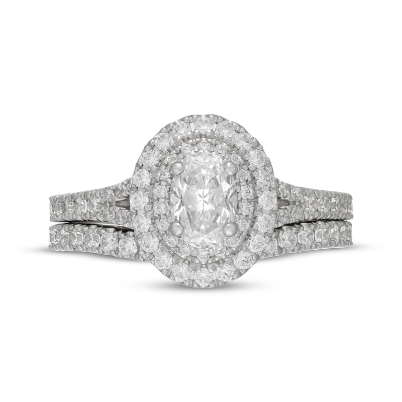 Main Image 3 of Neil Lane Oval-Cut Diamond Double Halo Bridal Set 1-1/2 ct tw 14K White Gold