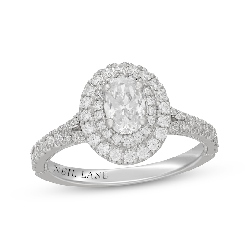 Main Image 4 of Neil Lane Oval-Cut Diamond Double Halo Engagement Ring 1-1/4 ct tw 14K White Gold