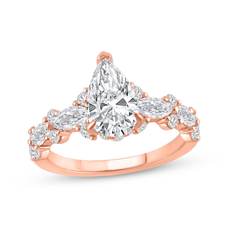 Main Image 1 of Adore Lab-Grown Diamonds Pear-Shaped Engagement Ring 2-1/2 ct tw 14K Rose Gold