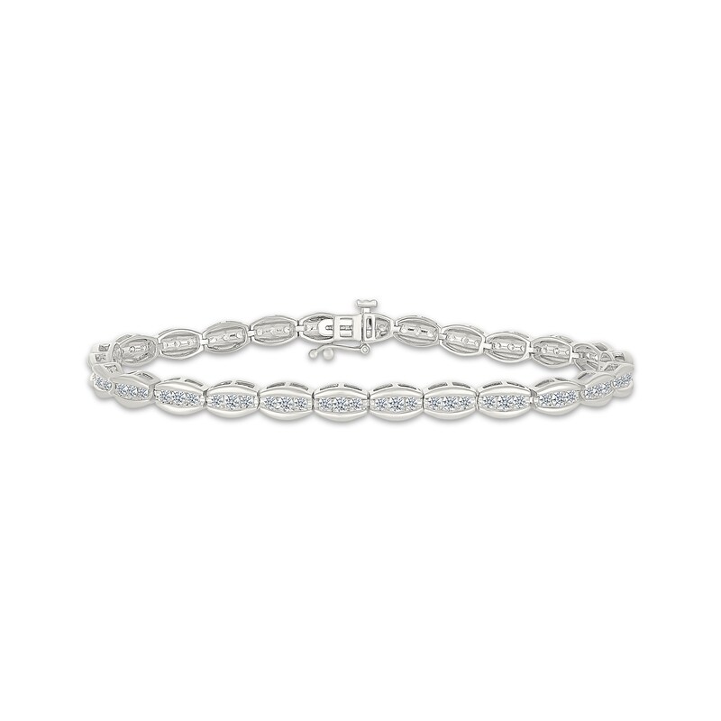 Main Image 1 of Diamond Capsule Link Bracelet 2 ct tw 10K White Gold 7.25"