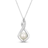 Thumbnail Image 2 of Cultured Pearl & White Lab-Created Sapphire Necklace & Earrings Gift Set Sterling Silver