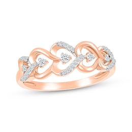 Diamond Sideways Alternating Heart Ring 1/10 ct tw 10K Rose Gold
