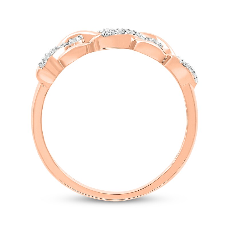Main Image 2 of Diamond Sideways Alternating Heart Ring 1/10 ct tw 10K Rose Gold