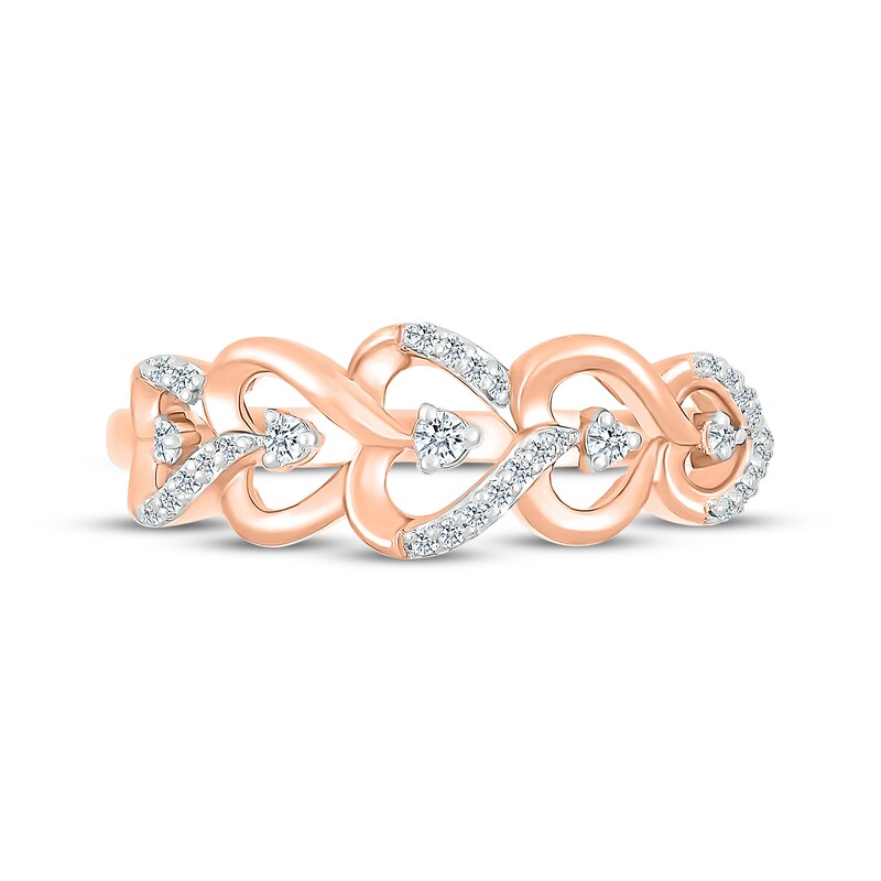 Main Image 3 of Diamond Sideways Alternating Heart Ring 1/10 ct tw 10K Rose Gold