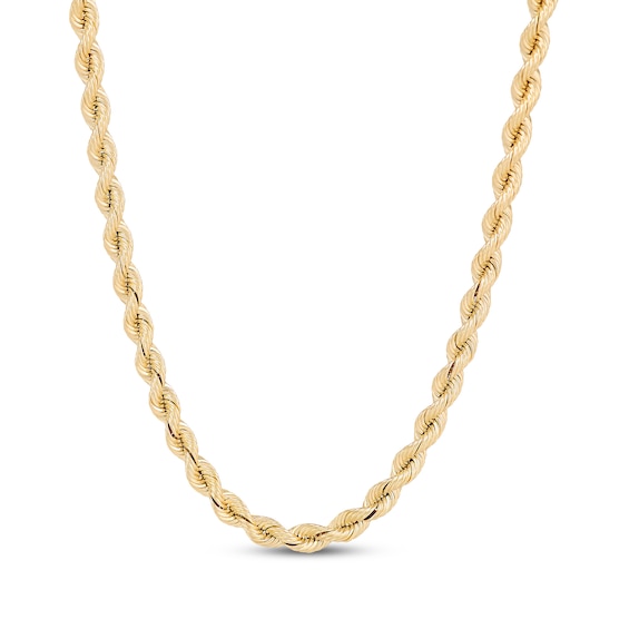 Silk Rope Chain Necklace 3mm Semi-Solid 18K Yellow Gold 20"