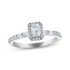 Thumbnail Image 1 of Adore Emerald-Cut Diamond Halo Engagement Ring 3/4 ct tw 10K White Gold
