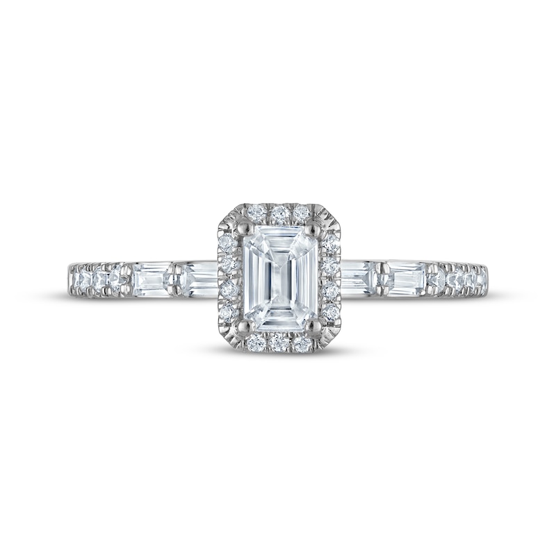 Main Image 3 of Adore Emerald-Cut Diamond Halo Engagement Ring 3/4 ct tw 10K White Gold