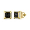 Thumbnail Image 1 of Men's Black & White Multi-Diamond Square Stud Earrings 1/2 ct tw 10K Yellow Gold