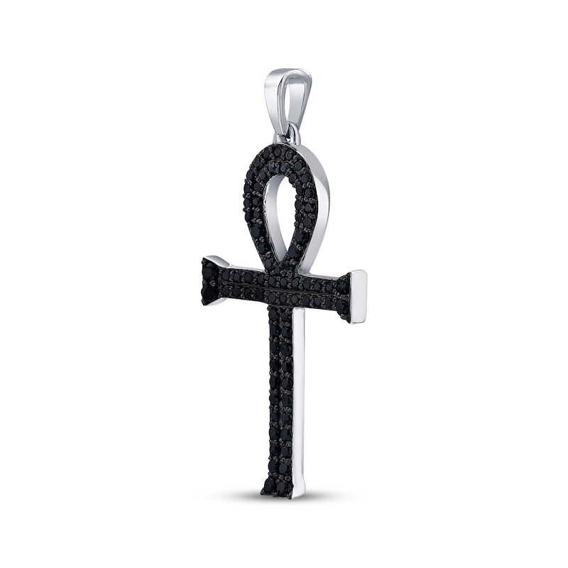 Main Image 2 of Men's Black Diamond Ankh Charm 3/4 ct tw Sterling Silver