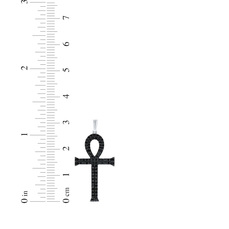 Main Image 3 of Men's Black Diamond Ankh Charm 3/4 ct tw Sterling Silver