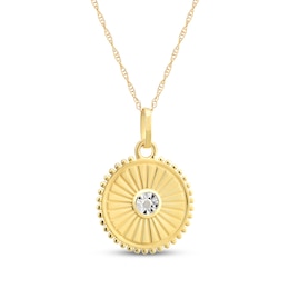 Starburst Medallion Necklace 14K Yellow Gold 18"