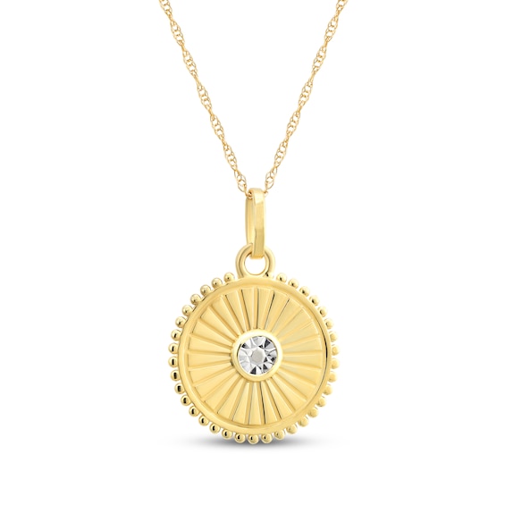 Starburst Medallion Necklace 14K Yellow Gold 18"