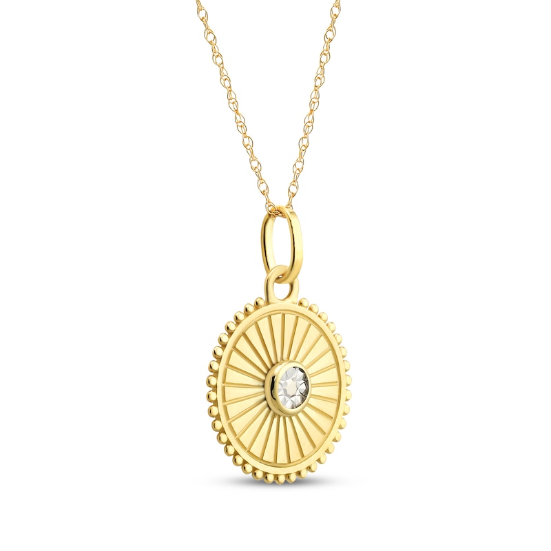 Main Image 2 of Starburst Medallion Necklace 14K Yellow Gold 18"
