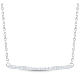 Diamond Curved Bar Necklace 1/10 ct tw Sterling Silver 18"