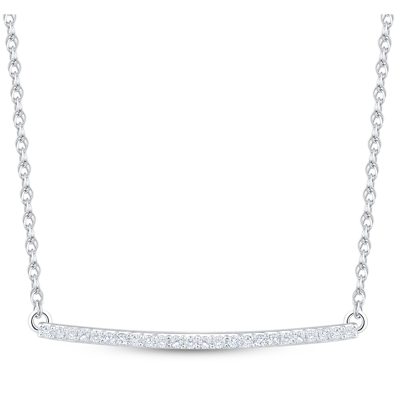 Main Image 1 of Diamond Curved Bar Necklace 1/10 ct tw Sterling Silver 18"