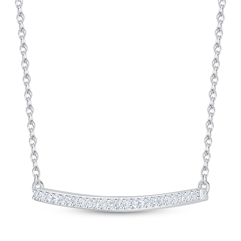 Main Image 2 of Diamond Curved Bar Necklace 1/10 ct tw Sterling Silver 18"