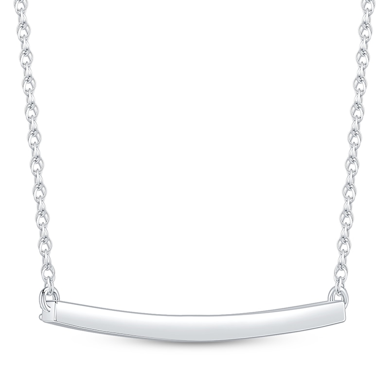 Main Image 3 of Diamond Curved Bar Necklace 1/10 ct tw Sterling Silver 18"
