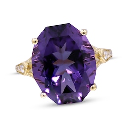 Cirari Couture Oval-Cut Amethyst & Diamond Ring 1/10 ct tw 14K Yellow Gold