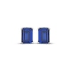 Thumbnail Image 2 of Emerald-Cut Blue Lab-Created Sapphire & White Lab-Created Sapphire Hidden Halo Stud Earrings Sterling Silver