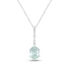 Thumbnail Image 1 of Oval-Cut Green Quartz & White Lab-Created Sapphire Drop Necklace Sterling Silver 18"