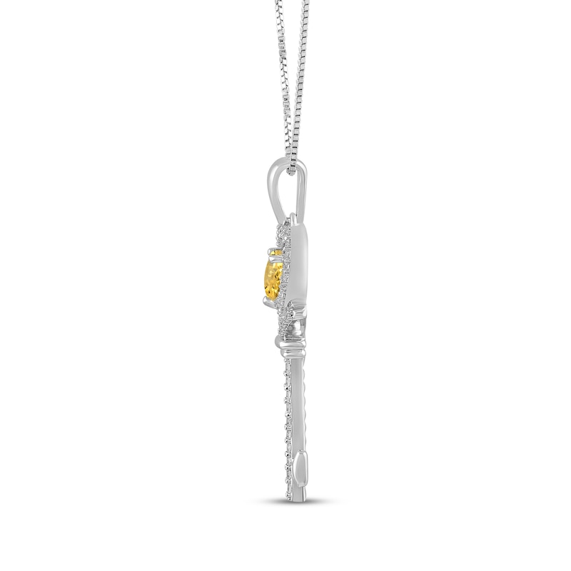 Main Image 2 of Heart-Shaped Citrine & White Lab-Created Sapphire Key Necklace Sterling Silver 18"