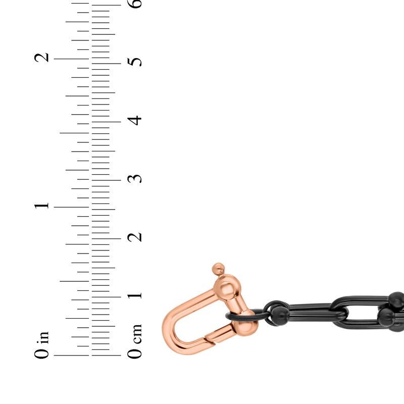 Main Image 4 of Men's Rivet Link Bracelet Black & Rose Ion-Plated Hollow Stainless Steel 8.5"