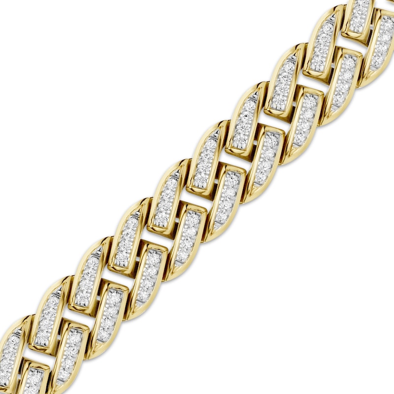 Main Image 2 of KAY Lab-Grown Diamonds Men's Curb Link Bracelet 4 ct tw 10K Yellow Gold 8.5"