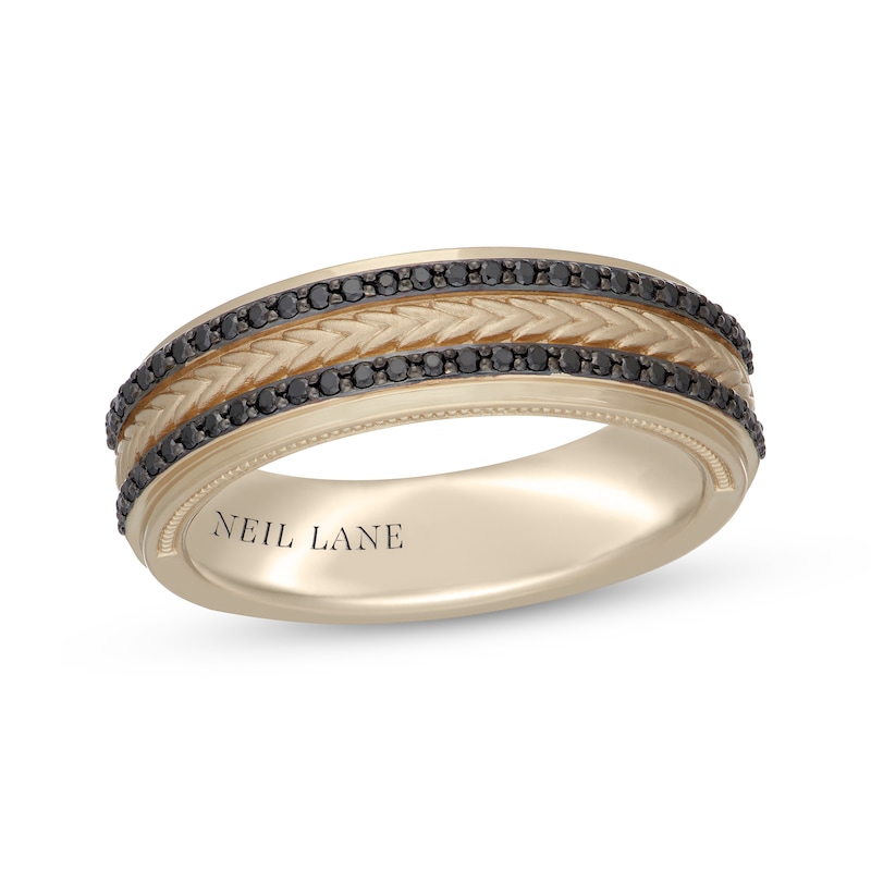 Main Image 1 of Neil Lane Men's Black Diamond Wedding Band 1/3 ct tw 14K Yellow Gold