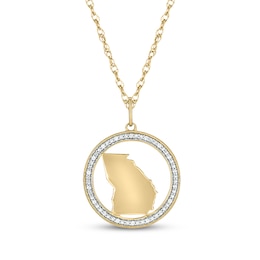 Diamond Georgia Circle Necklace 1/20 ct tw 10K Yellow Gold 18"