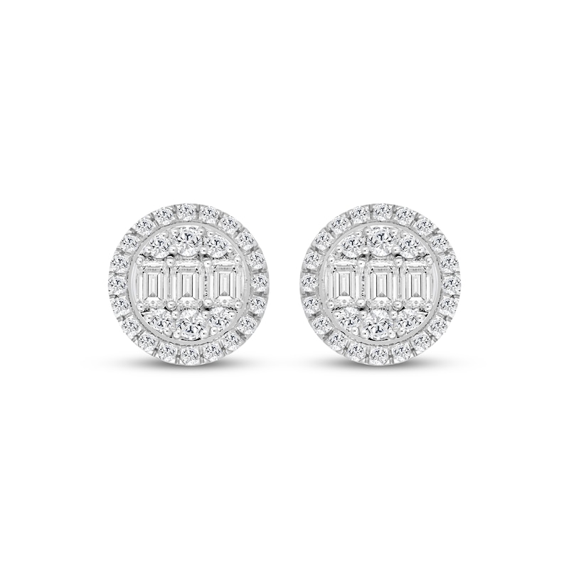 Main Image 2 of KAY Lab-Grown Diamonds Men's Multi-Stone Circle Stud Earrings 1-1/4 ct tw Sterling Silver