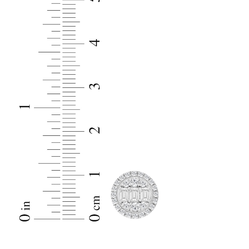 Main Image 4 of KAY Lab-Grown Diamonds Men's Multi-Stone Circle Stud Earrings 1-1/4 ct tw Sterling Silver