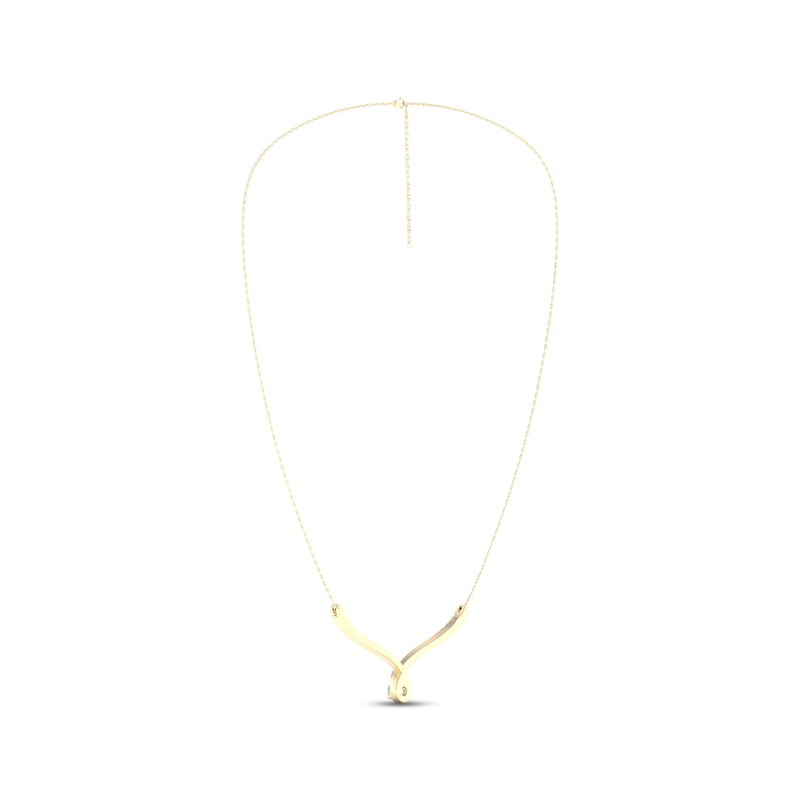 Main Image 4 of KAY Lab-Grown Diamonds Chevron Teardrop Necklace 3/4 ct tw 10K Yellow Gold 18"