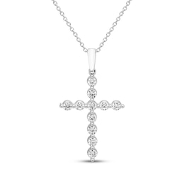 Diamond Cross Necklace 1/2 ct tw 10K White Gold 18"