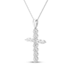 Thumbnail Image 2 of Diamond Cross Necklace 1/2 ct tw 10K White Gold 18"
