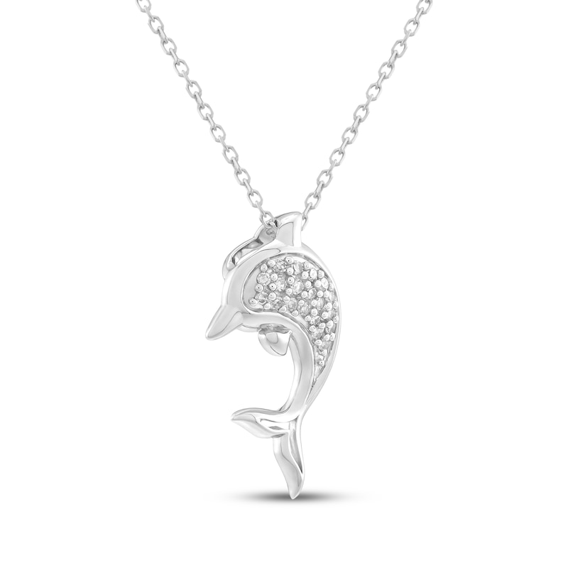 Main Image 2 of Diamond Dolphin Necklace 1/10 ct tw Sterling Silver 18"