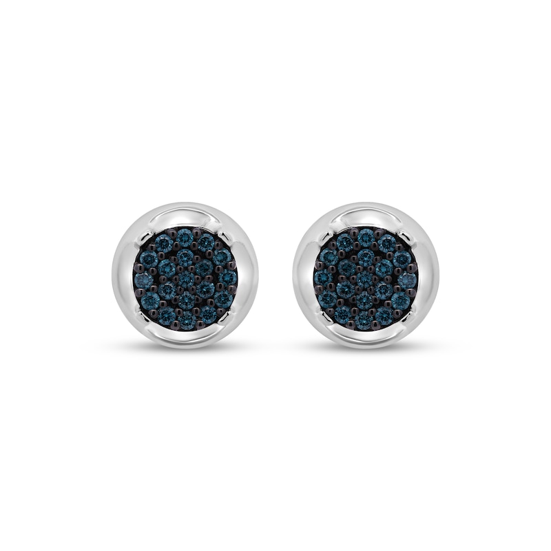 Main Image 2 of Men's Blue Multi-Diamond Stud Earrings 1/3 ct tw Sterling Silver